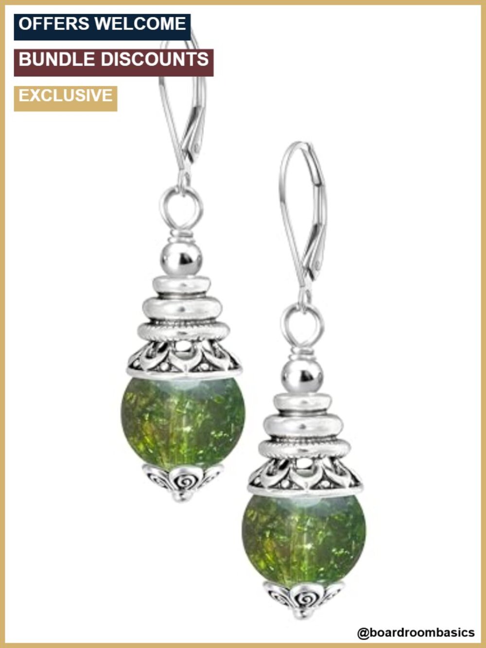 Silver Plated Brass Quartz Bead Dangle Earrings French Wire Drop